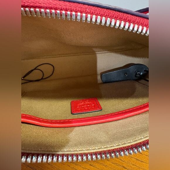 MCM Red Crossbody Bag with Metallic Accents - Picture 4 of 6